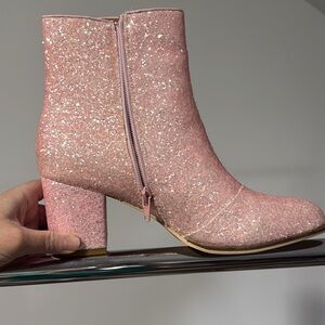 Glittery Pink Ankle Boots